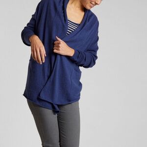 Title Nine Women Semper Open Front Cardigan Sweater, Blue, Size M, Wool Blend